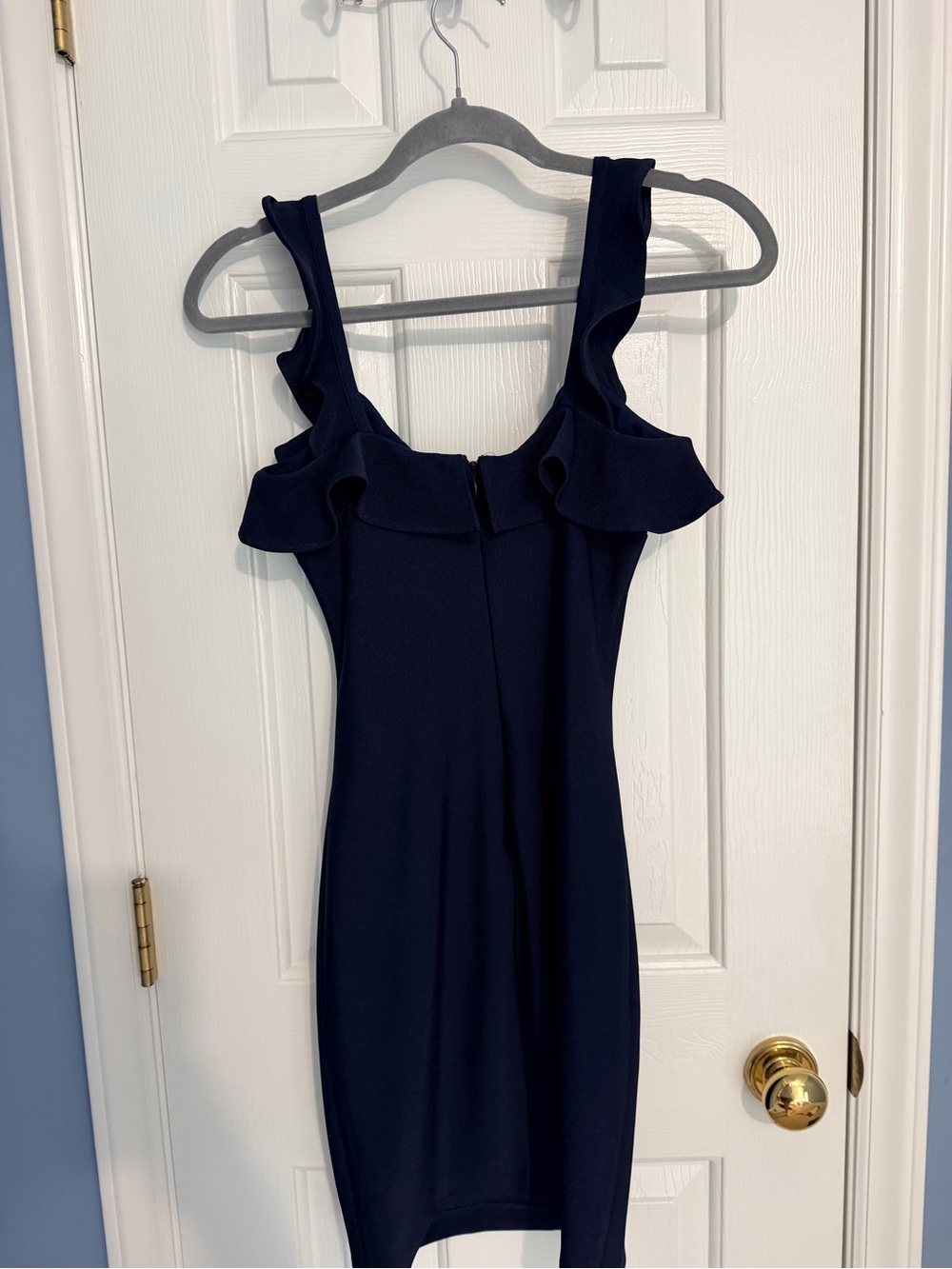 Guess Navy Ruffled Strap Mini Dress